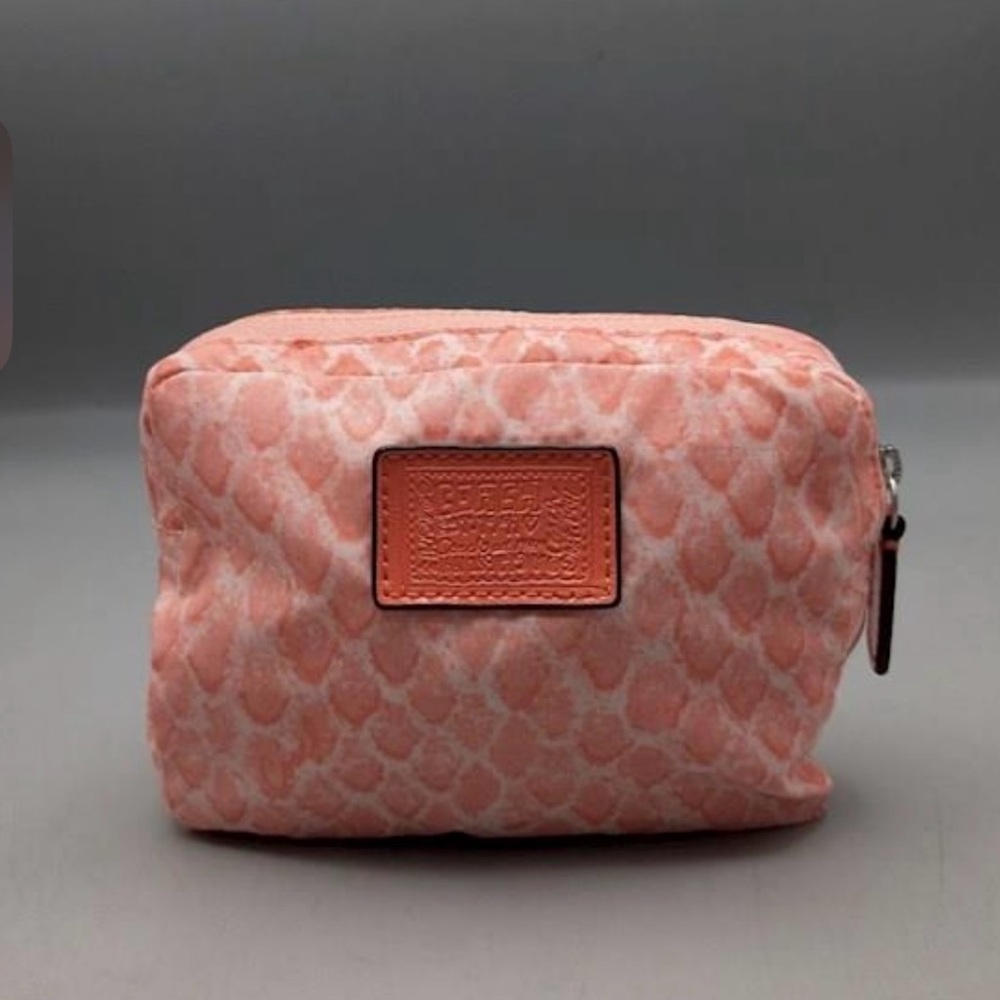 Coach Poppy peach multicolor print folding packable Shoppers Tote